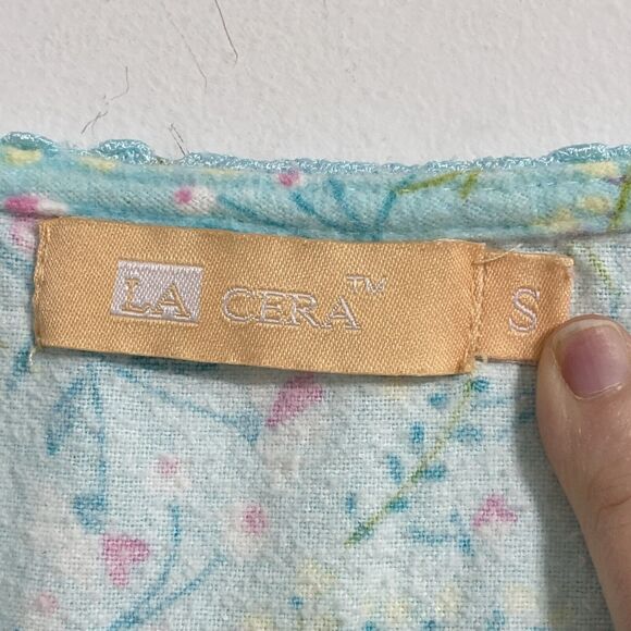 La Cera Nightgown Women's S Flannel Pockets Floral Grandma Cottagecore Peasant - Picture 15 of 16